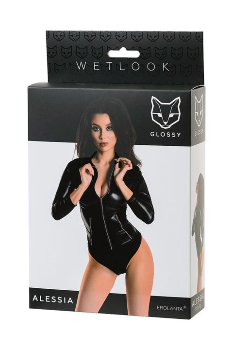 Wetlook body dress ALESSIA - black M Glossy