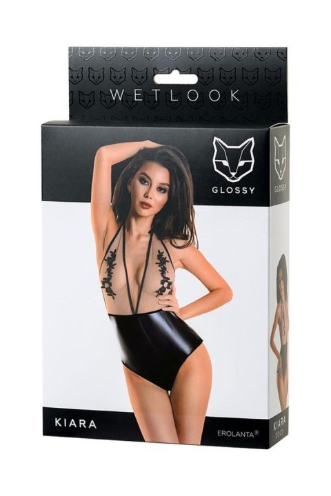 Wetlook body dress KIARA - black M Glossy