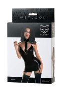 Wetlook dress IVY - black XL Glossy
