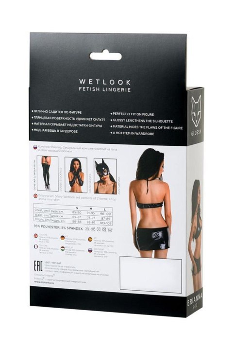 Wetlook shiny set BRIANNA - black L Glossy