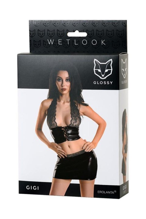 Wetlook shiny set GIGI - black L Glossy