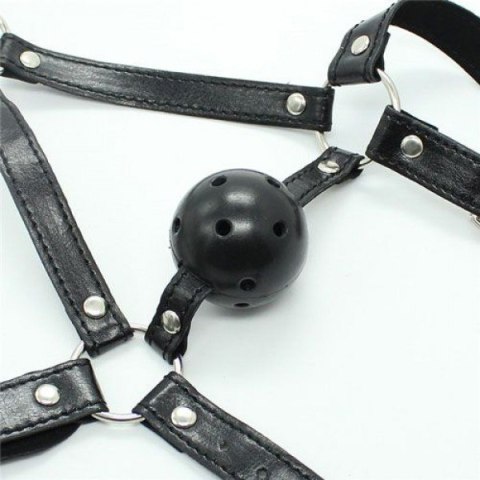 Knebel kulka uprząż na głowę skórzana BDSM bondage Toyz4lovers