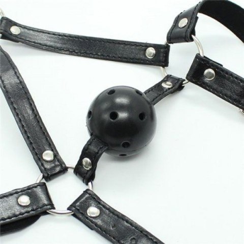 Knebel kulka uprząż na głowę skórzana BDSM bondage Toyz4lovers