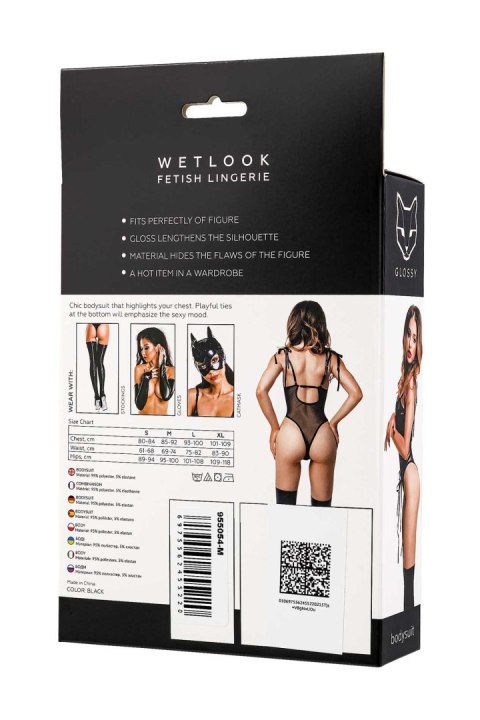 Glossy Amilia, bodysuit, wetlook, black, XL Glossy
