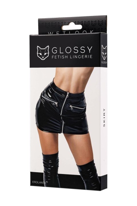 Glossy Billie, skirt, wetlook, black, M Glossy