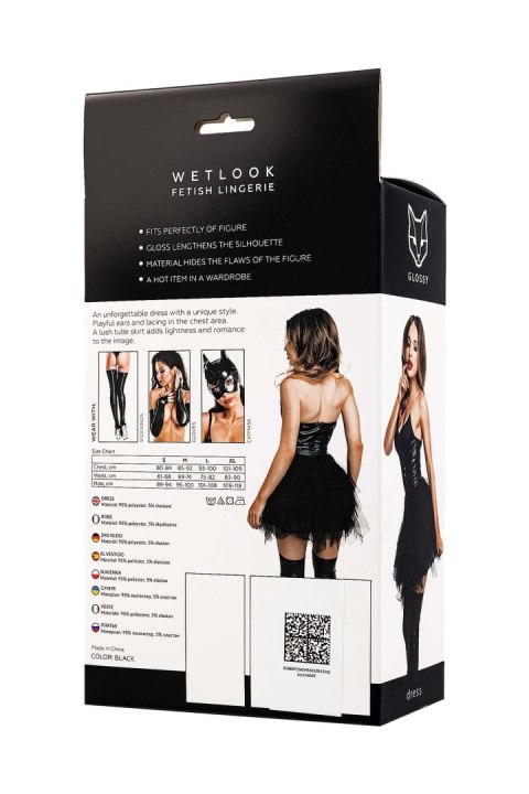 Glossy Elisia, dress, wetlook, black, XL Glossy