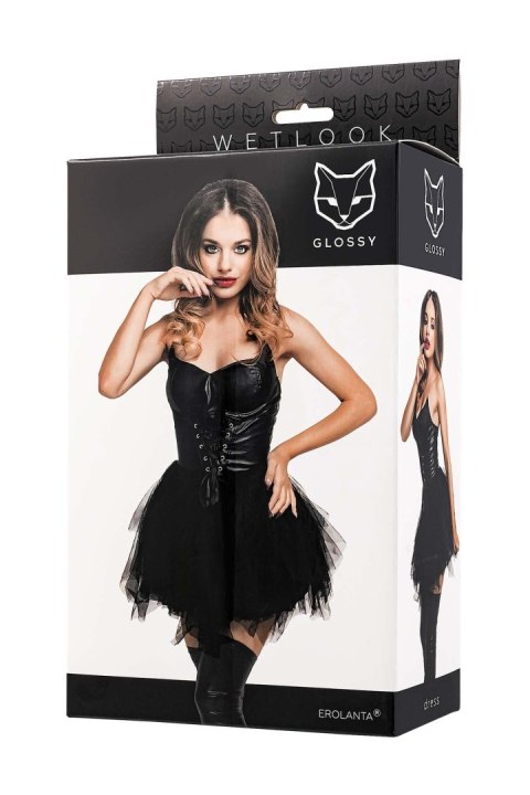 Glossy Elisia, dress, wetlook, black, M Glossy