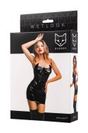 Glossy Mirabell, dress, wetlook, black, L Glossy