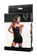 Glossy Nelly, dress, wetlook, black, M Glossy