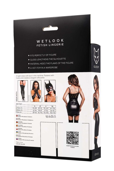 Glossy Nelly, dress, wetlook, black, S Glossy