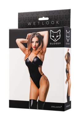 Glossy Reina, bodysuit, wetlook, black, M Glossy