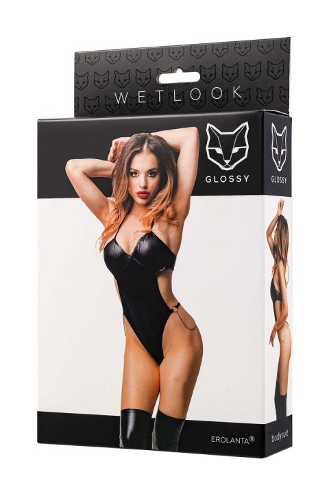 Glossy Reina, bodysuit, wetlook, black, M Glossy