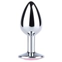 Silver Large Butt Plug with Pink Diamond Fantasy