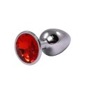 Silver Large Butt Plug with Red Diamond Fantasy