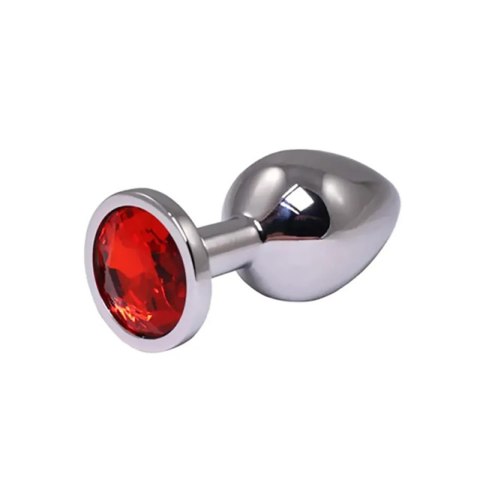 Silver Medium Butt Plug with Red Diamond Fantasy
