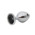 Silver Small Butt Plug with Black Diamond Fantasy