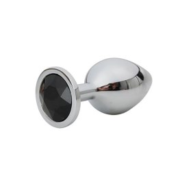 Silver Small Butt Plug with Black Diamond Fantasy
