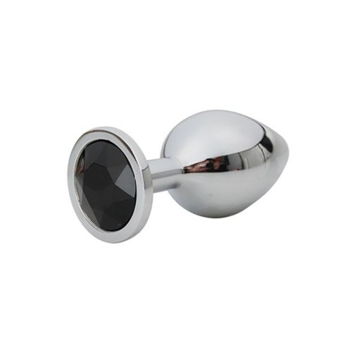 Silver Small Butt Plug with Black Diamond Fantasy