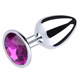 Silver Small Butt Plug with Purple Diamond Fantasy