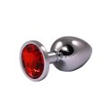 Silver Small Butt Plug with Red Diamond Fantasy