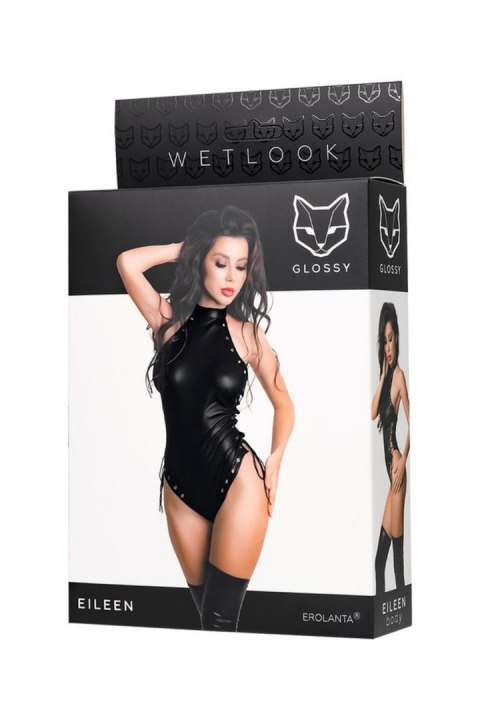 Wetlook body Eileen - black XL Glossy