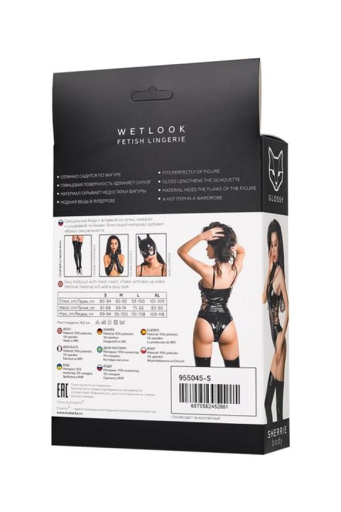 Wetlook body Sherrie - black M Glossy