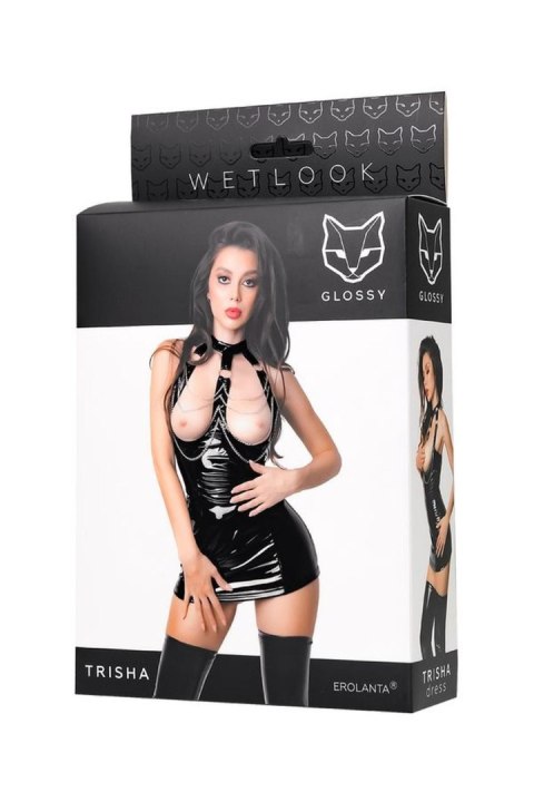 Wetlook dress Trisha - black S Glossy