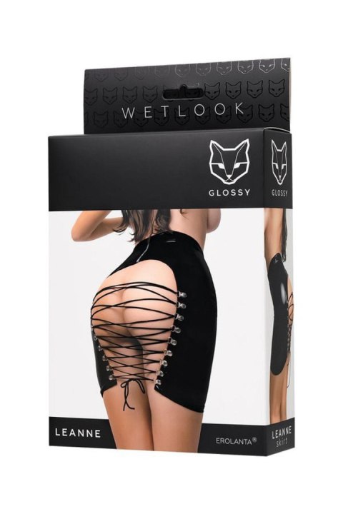 Wetlook skirt Leanne - black XL Glossy
