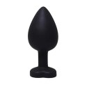 Black large heart-shaped butt plug with white crystal Fantasy