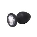 Black medium butt plug with white crystal Fantasy