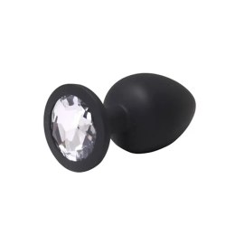 Black medium butt plug with white crystal Fantasy