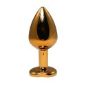 Gold medium heart-shaped butt plug with pink crystal Fantasy
