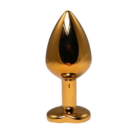 Gold medium heart-shaped butt plug with pink crystal Fantasy