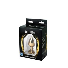 Gold medium heart-shaped butt plug with red crystal Fantasy