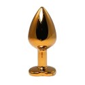 Gold medium heart-shaped butt plug with red crystal Fantasy