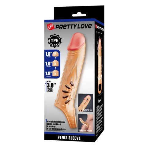 PRETTY LOVE - PENIS SLEEVE, TPE,3 removeable 1 inch extenders Pretty Love