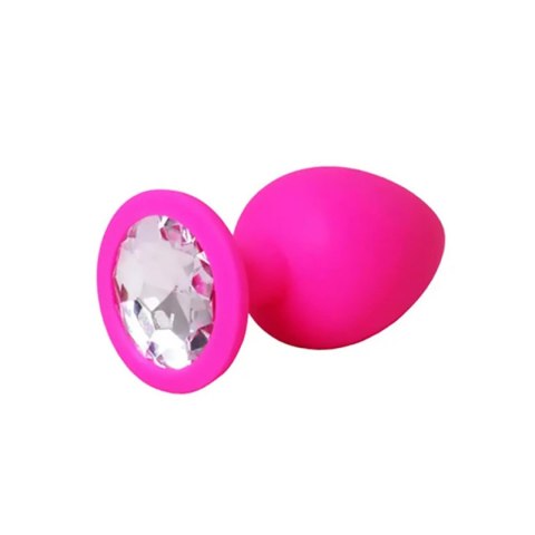 Pink large butt plug with white crystal Fantasy