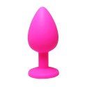 Pink large butt plug with white crystal Fantasy