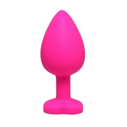 Pink medium heart-shaped butt plug with white crystal Fantasy