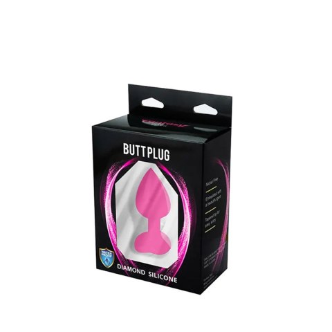 Pink medium heart-shaped butt plug with white crystal Fantasy