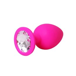 Pink small butt plug with white crystal Fantasy