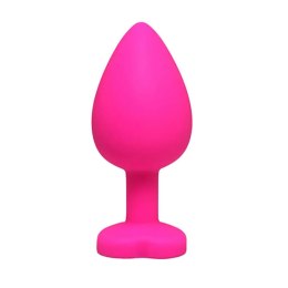 Pink small heart-shaped butt plug with white crystal Fantasy