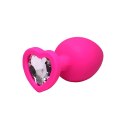 Pink small heart-shaped butt plug with white crystal Fantasy
