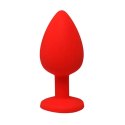 Red large butt plug with white crystal Fantasy