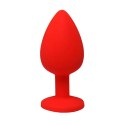 Red medium butt plug with white crystal Fantasy