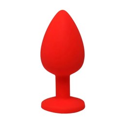Red medium butt plug with white crystal Fantasy