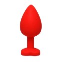 Red small heart-shaped butt plug with white crystal Fantasy