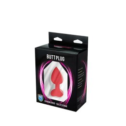Red small heart-shaped butt plug with white crystal Fantasy