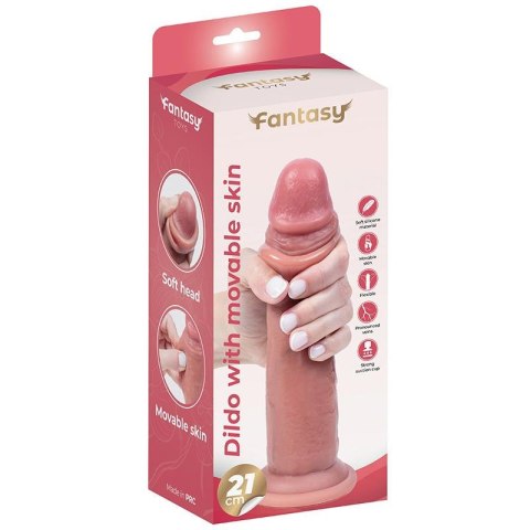 Silicone dildo with movable foreskin 21 cm Fantasy