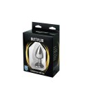 Silver medium heart-shaped butt plug with black crystal Fantasy